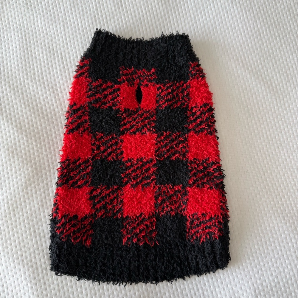 Black And Red Plaid Dog Sweater